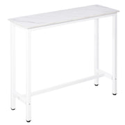 Tavolo da bar ¨C zephmum ¨C bianco, effetto marmo, acciaio, 120x40x100 cm