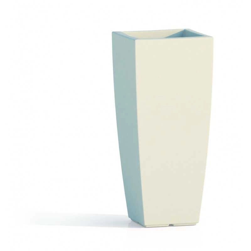 Vaso alto moderno di design 33x33 H70 in polimero bianco resistente per interno ed esterno - Made in Italy - Monacis