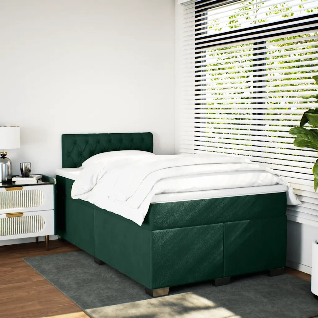 Giroletto a Molle con Materasso Verde Scuro 120x200 cm Velluto 3288591