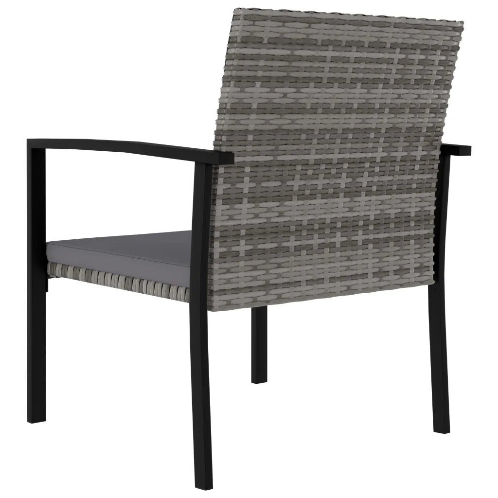 Set da Pranzo da Giardino 3 pz in Polyrattan Grigio cod mxl 40441