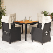 Set da Pranzo da Giardino 5 pz Nero con Cuscini in Polyrattan 3212901