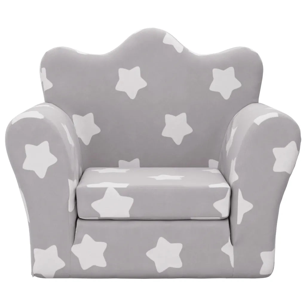 Divano letto | Sof¨¤ letto | Letto singolo Bambini Grigio Chiaro con Stelle Morbido Peluche