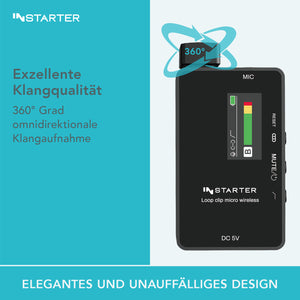 Instarter Sistema wireless lavalier con microfono wireless incorporato, senza fili per telefoni cellulari, tablet, PC con 2 trasmettitori e 1 ricevitore con portata di 50 m e connessione USB-C 6