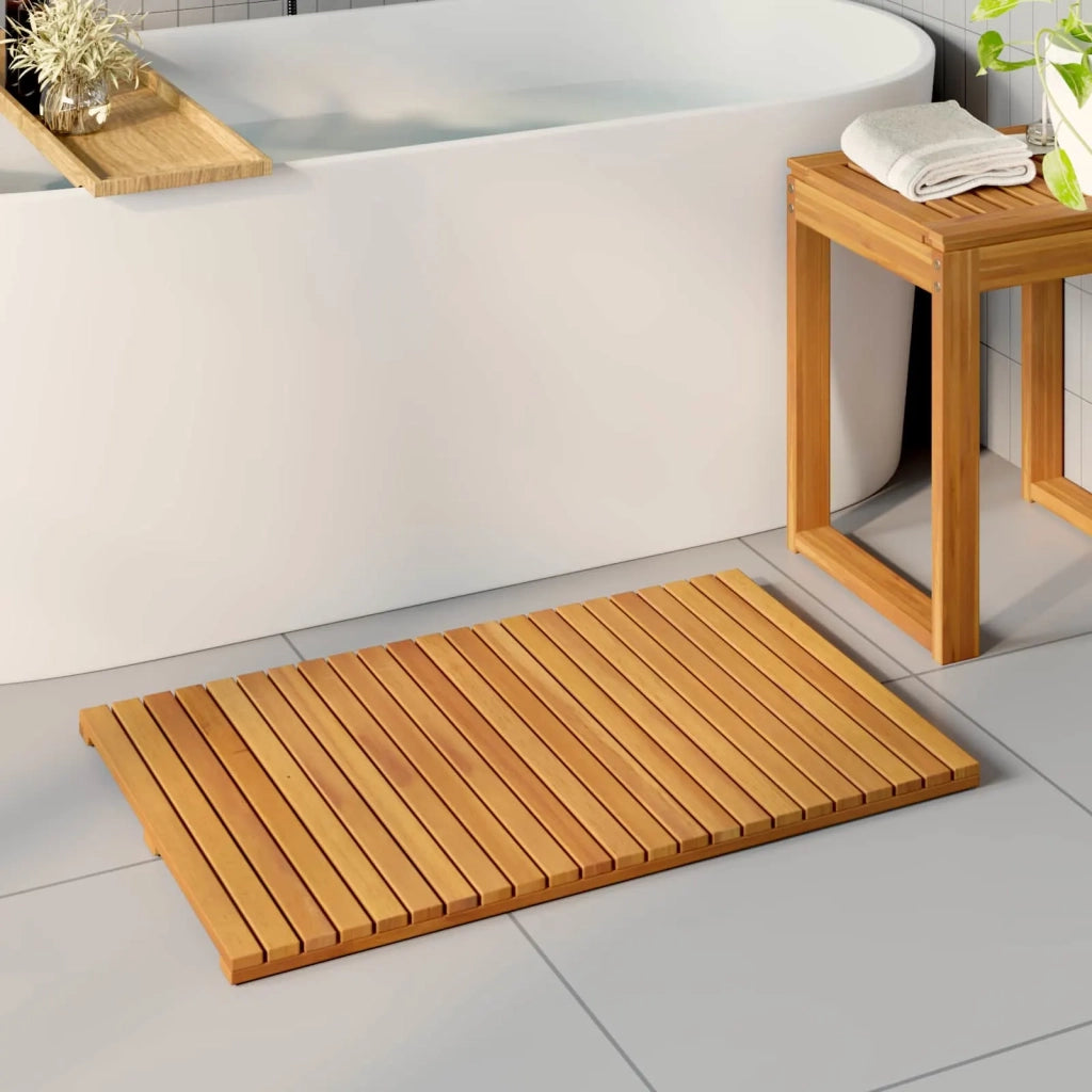 Tappeto da bagno Tinta unita Marrone 80 x 50 cm legno