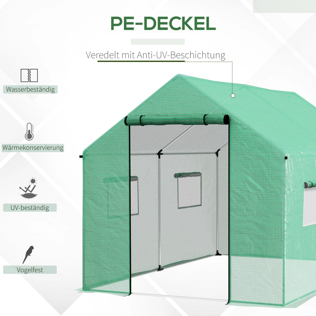 SERRA A TUNNEL 200x300x200 cm Verde con porta a rullo e 4 finestre