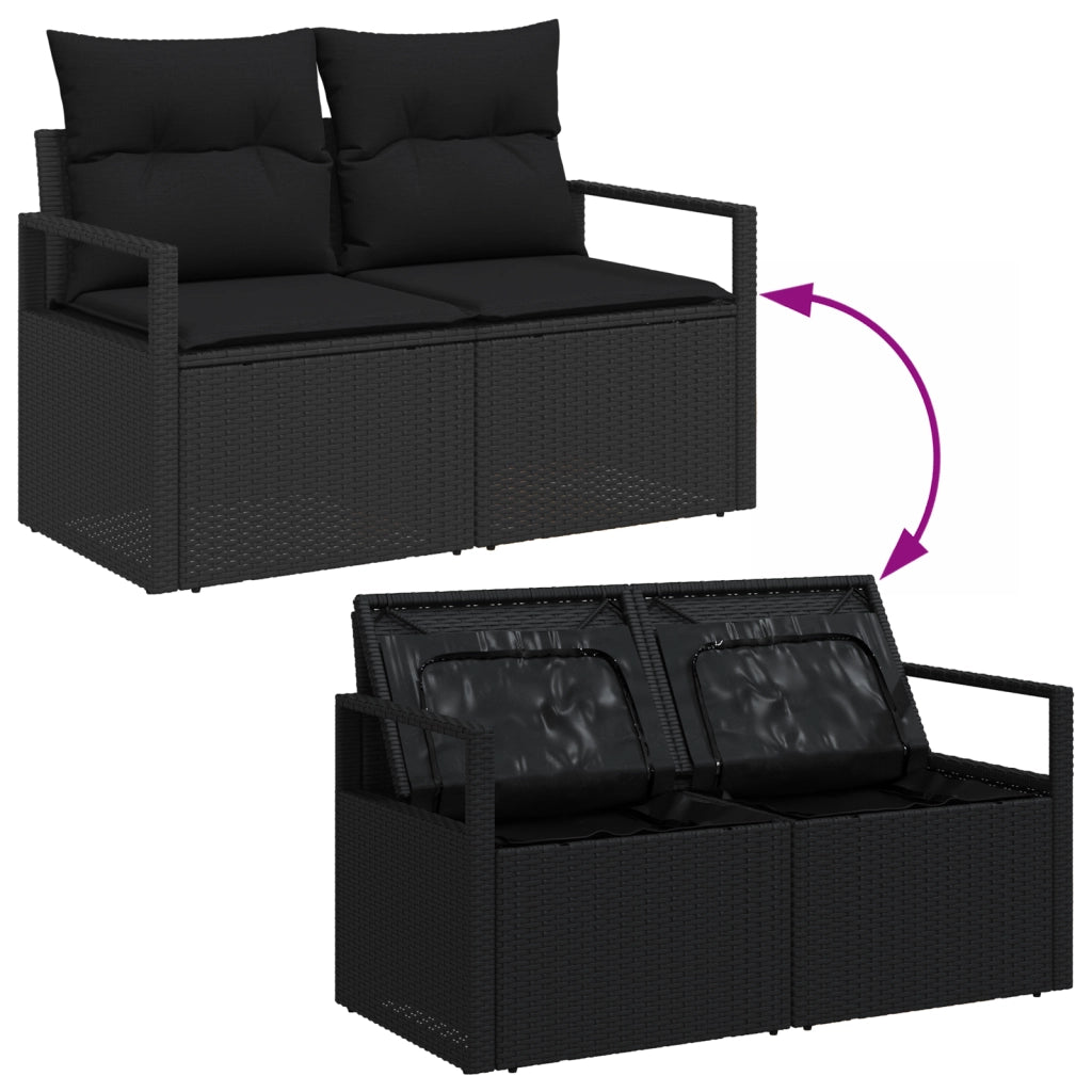 Set Divano da Giardino  11 Pezzi con Cuscini Rattan Polirattan Beige