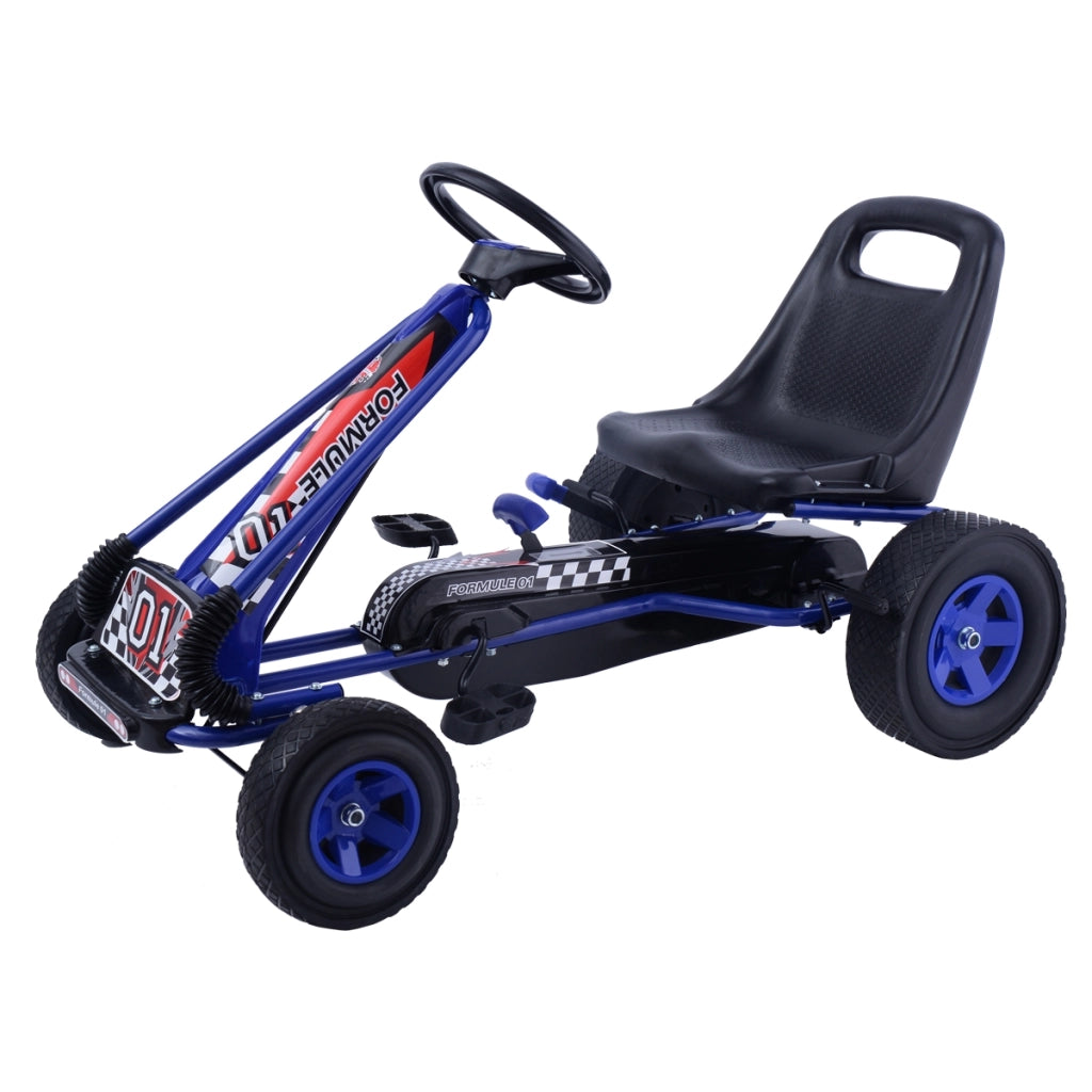 Go Kart per bambini a pedali regolabile Go kart con sedile in PP 98x59x61cm Blu-Go Kart
