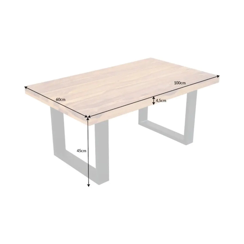Tavolino basso LODEN 100 cm in legno massiccio di Sheesham e metallo nero – stile industriale