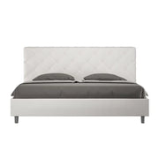 Letto contenitore imbottito 180x210 similpelle bianco Priya
