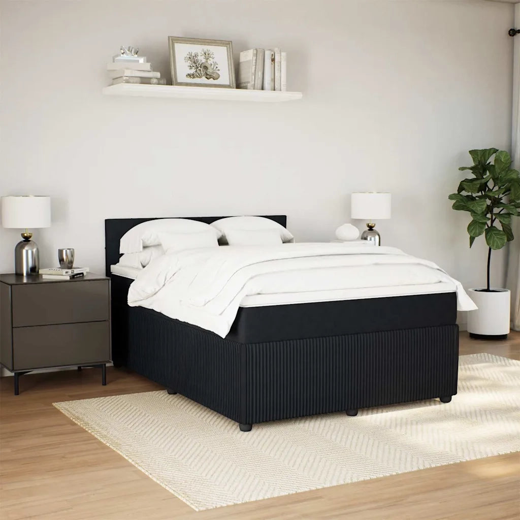 Giroletto a Molle con Materasso Nero 140x200 cm in Velluto 3290060