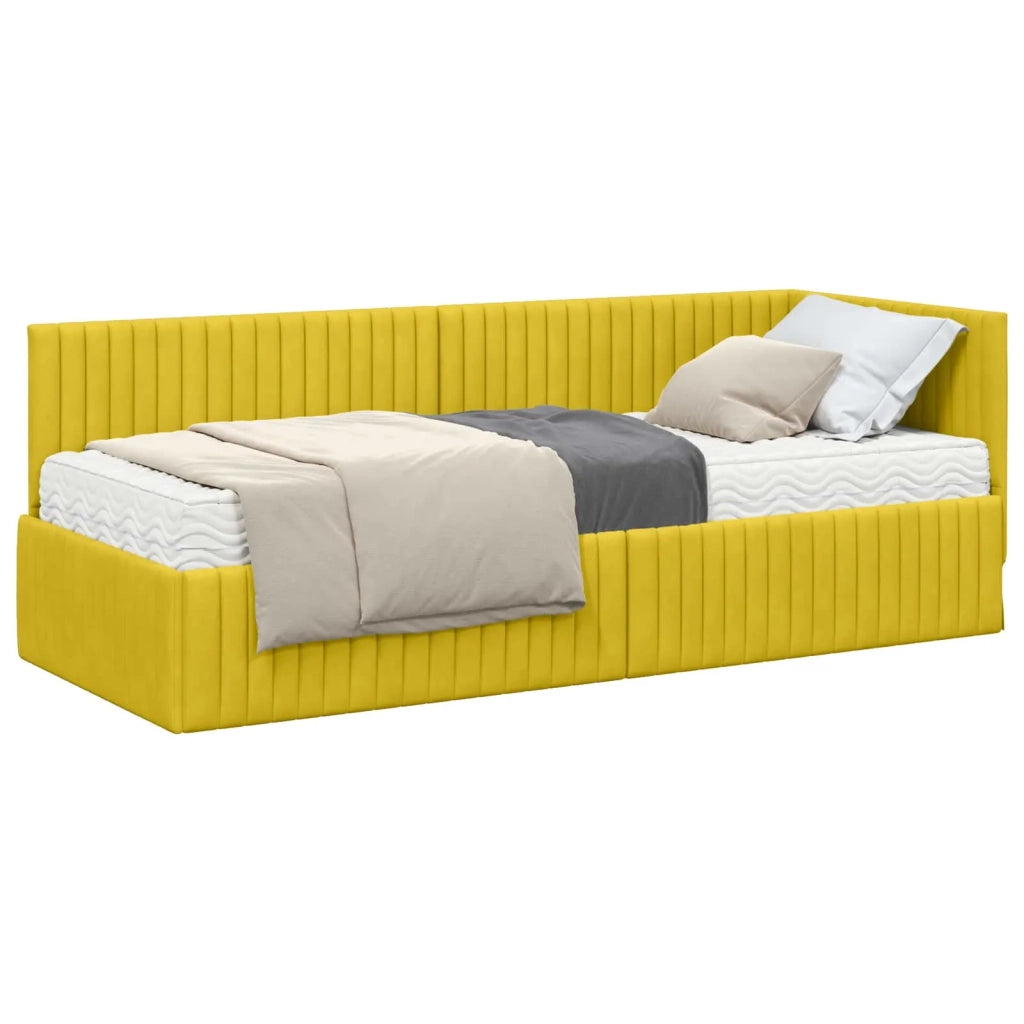 Letto singolo | Letto per adulti | Struttura Letto Angolare con Materasso 2 pcs Giallo Velluto