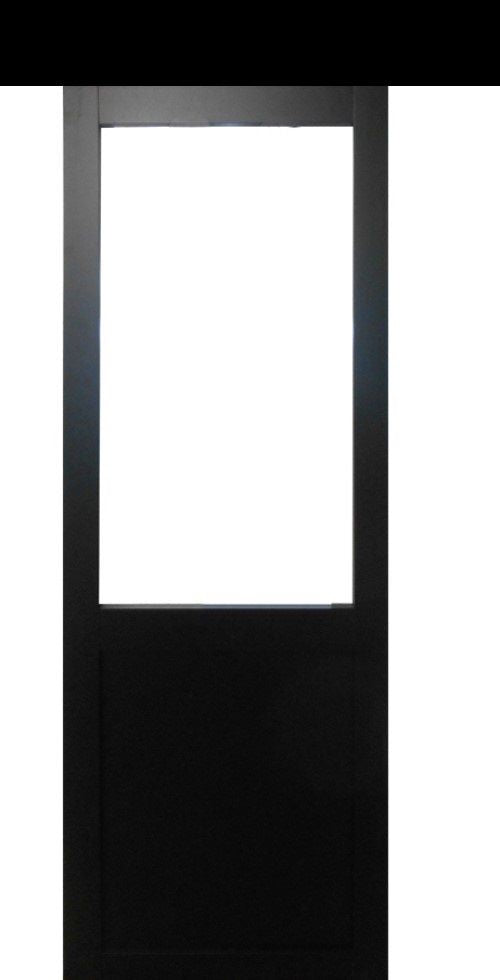 Porta scorrevole nera per officina H204 x L83 senza montante + binario in alluminio Striscia nera e 2 gusci