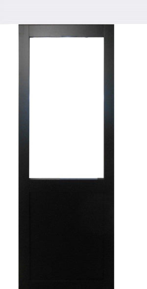 Porta Scorrevole Officina Nera H204 x L93 senza montante + binario in alluminio bianco e 2 gusci