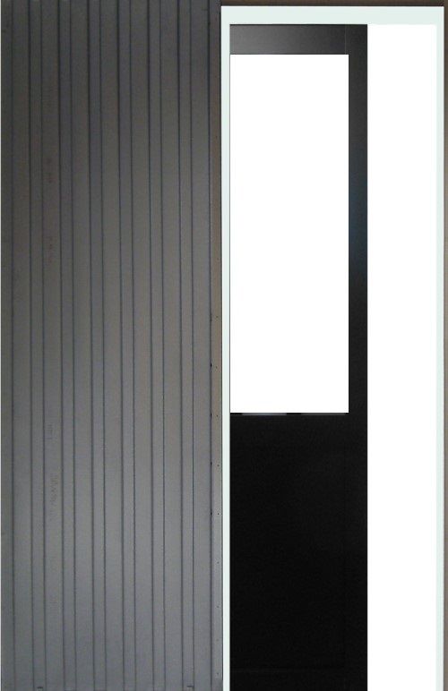 Porta Scorrevole Officina Nera H204 x L73 senza montante + Sistema Pocket e kit di finitura inclusi