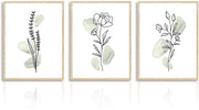 Decorazione botanica per parete - Set di 3 - Fiori verdi - Decorazione per salotto e camera da letto