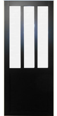 Porta scorrevole nera da officina in vetro satinato H204 x L83 e 2 conchiglie