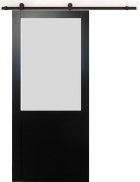 Porta Scorrevole Athena Nera H204 x L73 + Guida a rulli e 2 Gusci