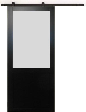 Porta Scorrevole Athena Nera H204 x L73 + Guida a rulli e 2 Gusci