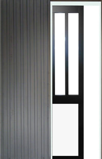 Porta Scorrevole Workshop Nera e pannelli Vitree bianchi H204 x L83 + Sistema Pocket e kit di finitura inclusi