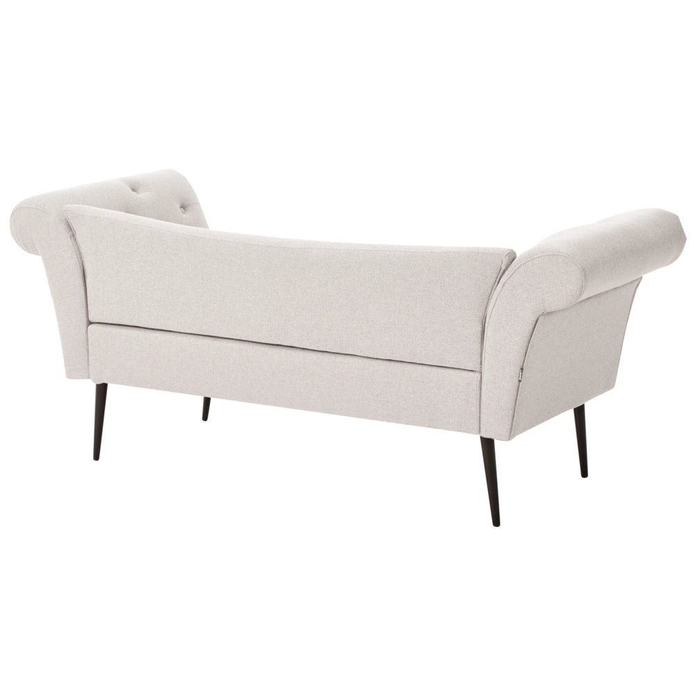 Chaise Longue in tessuto beige chiaro e Gambe con gambe in metallo dorato