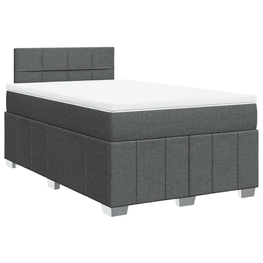 Giroletto a Molle con Materasso Grigio Scuro 120x190cm Tessuto