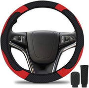 Copertura del Volante, 3 Pack Copertura del Volante in Microfibra Pelle Auto, Set Completo Incluso Copertura del Pedale del Freno, Copertura del Pedale dell'Accelleratore, Adesivo Anti-slip & Misura Universale