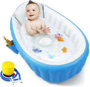 Bagnetto gonfiabile per bambini, vasca da bagno portatile, bagno per neonati con pompa a aria, vasca da bagno antiscivolo mini gonfiabile per neonati (blu)