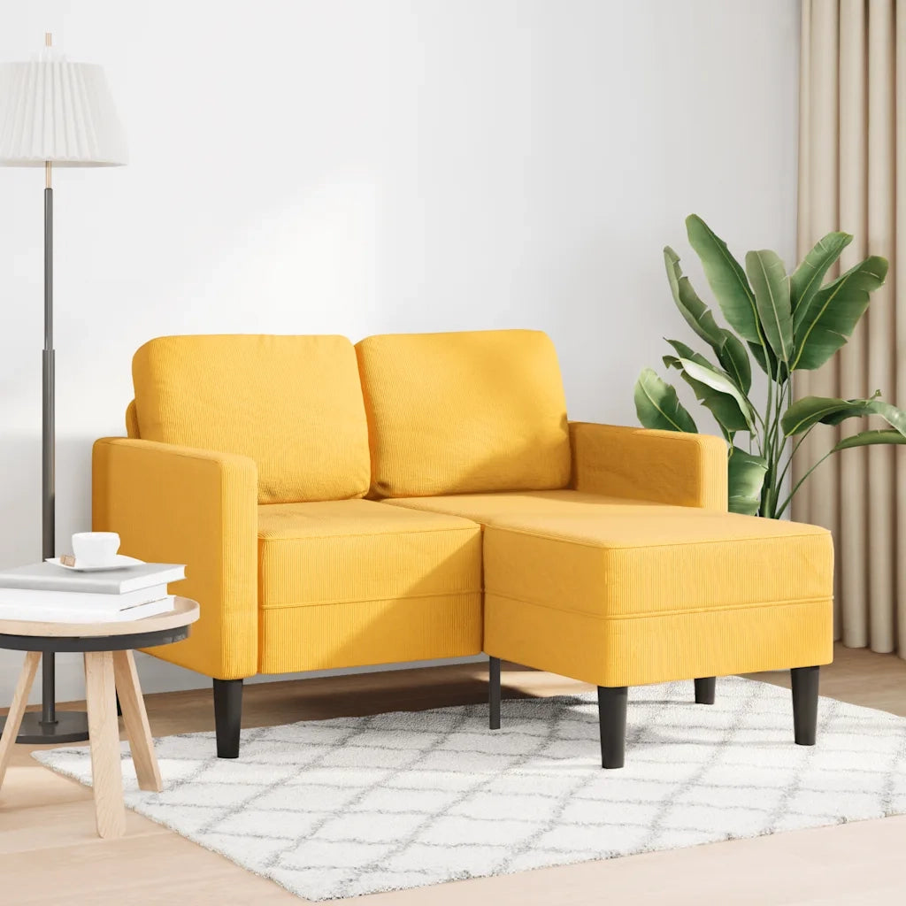 vidaXL Divano 2 Posti con Chaise longue a L Giallo Chiaro 125 cm Lino