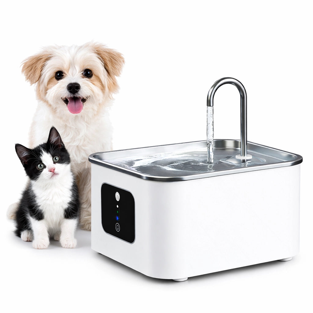 Dispenser Acqua Automatico 3,5LT Inox per Animali con Sensore e Batteria Litio
