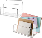 Organizzatore di cassetti per lettere, 2 compartimenti, raccoglitore di lettere in acrilato trasparente, organizzatore verticale per ufficio domestico, cartelle e documenti, 2 pezzi