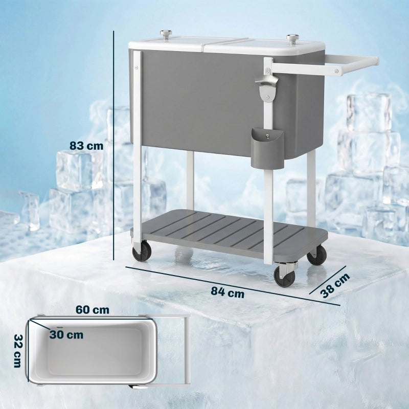 CARRELLO REFRIGERATO 56 L 84x38x83 cm Grigio in plastica con ruote