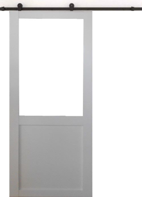 Porta Scorrevole Officina Bianca H204 x L73 senza montante + Rulliera Nera