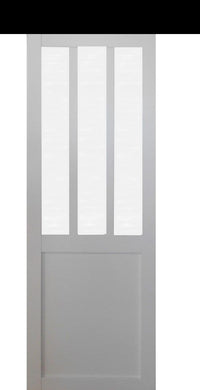 Porta Scorrevole Atelier vetro satinato bianco H204 x L73 + Binario in alluminio nero e 2 gusci