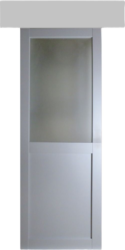 Porta scorrevole Athena Style Atelier En Enrobe Gris Clair Largeur 73 + Rail Alu Bandeau alu
