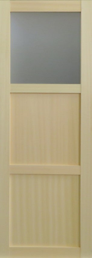 Porta scorrevole a 2 pannelli + 1 vetro impiallacciato ayous H204 x L.83 + Sistema a rullo e finiture in dotazione