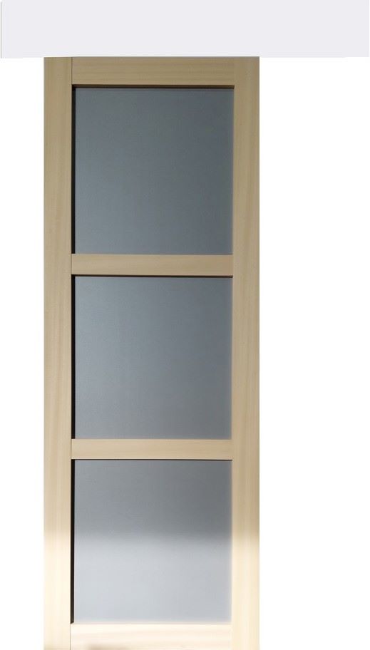 Porta Scorrevole Ayous 3 Ante Grigio RAL 7035 H204 x L73 + Binario Alluminio Bianco e 2 Gusci