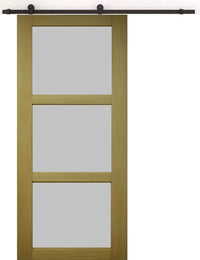 Porta Scorrevole Ayous 3 Ante Grigio RAL 7035 H204 x L73 + Rulliera Nera e 2 gusci