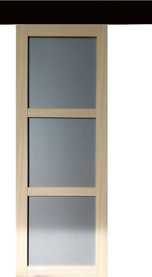 Porta Scorrevole Ayous 3 Ante Grigio RAL 7035 H204 x L73 + Binario Alluminio Listello Nero