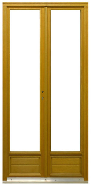 Porta-finestra a 2 pannelli in legno Altezza 215 X Larghezza 100 (dimensioni della tabella)+ maniglia e barilotto senza maniglia