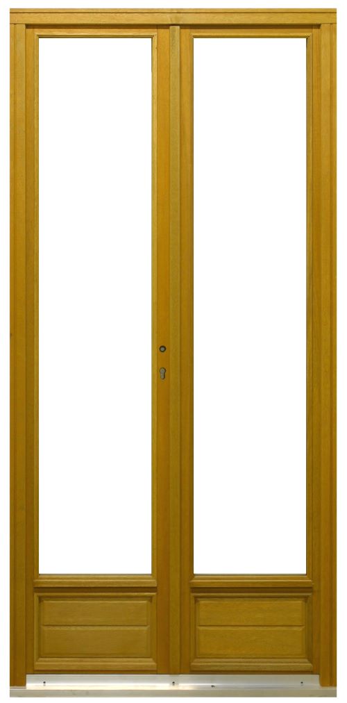 Porta-finestra a 2 pannelli in legno Altezza 215 X Larghezza 100 (dimensioni della tabella)+ maniglia e barilotto senza maniglia