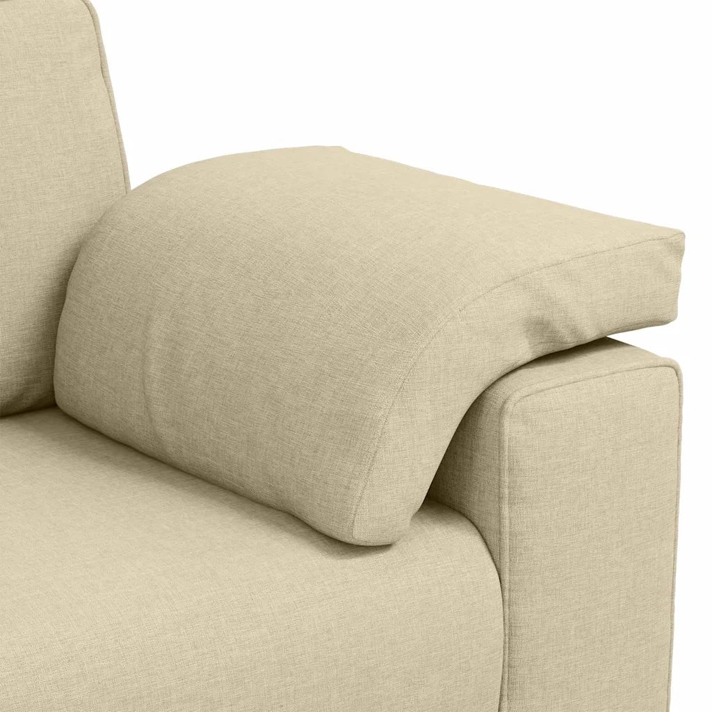 Divano 3-Persone Crema 220 cm Tessuto 4105244