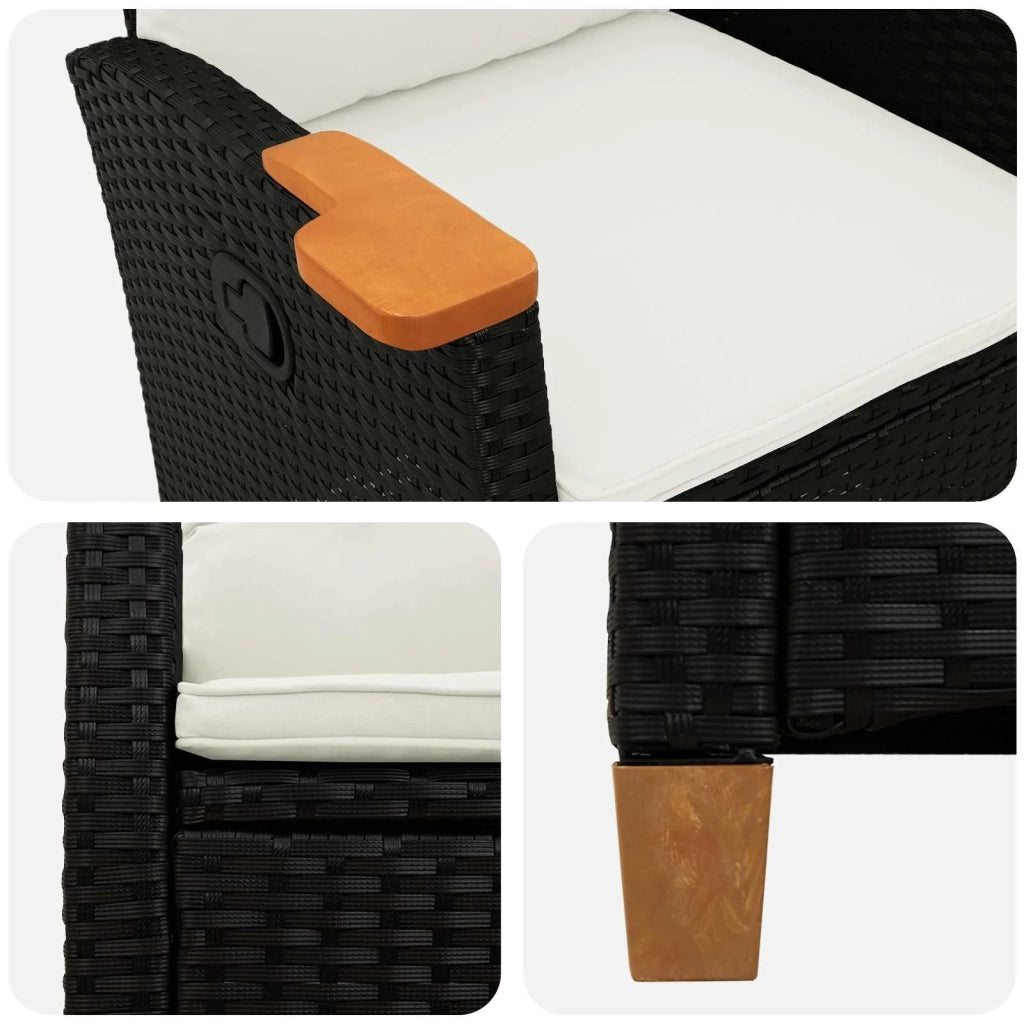 Poltrona reclinabile con tavolino 62 x 64 x 112 cm polyrattan