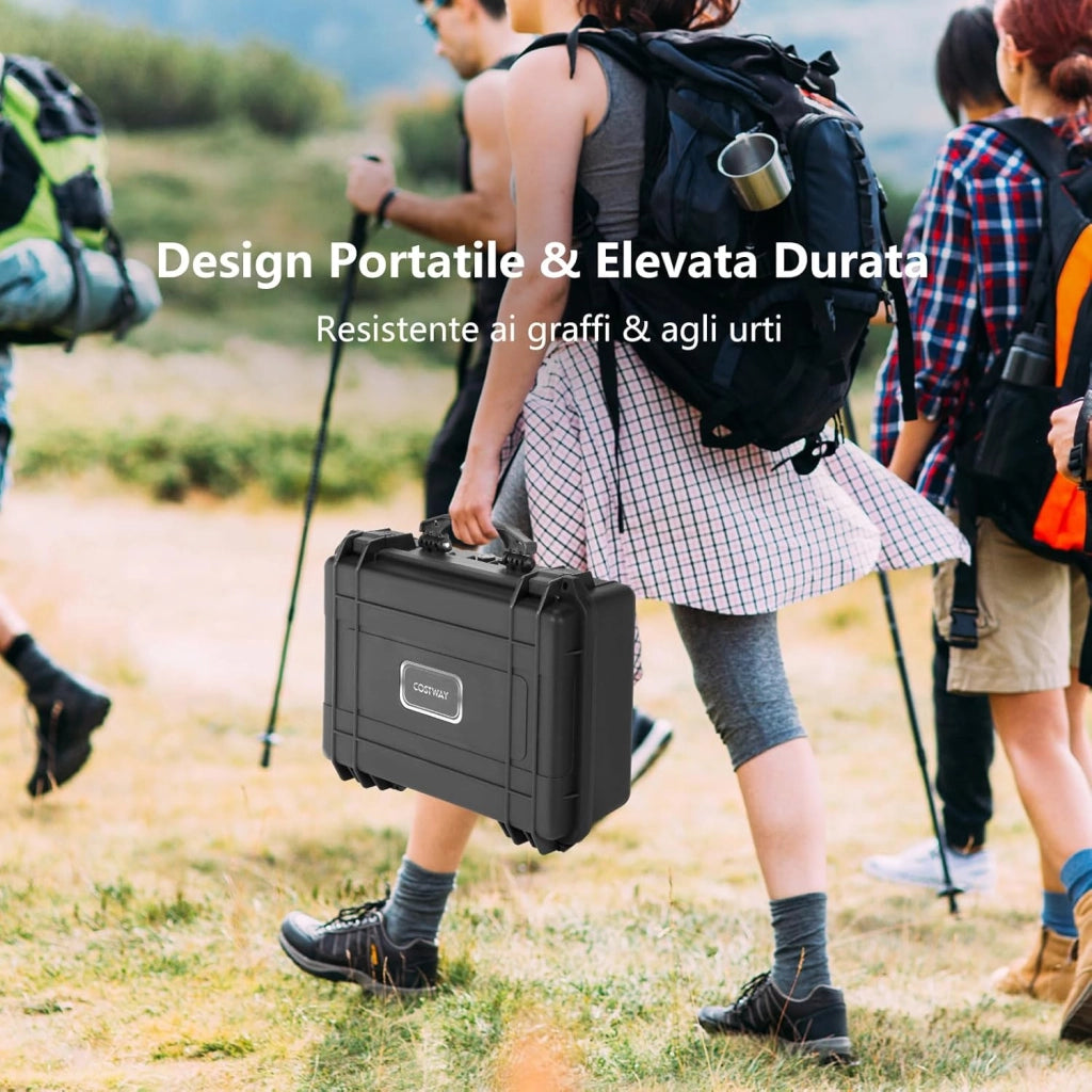 Valigetta per Macchina Fotografica Impermeabile, Custodia per Fotocamera con inserto in Schiuma Regolabile, Impermeabile IP66 e Antipolvere, 47 x 37 x 18 cm, Nero