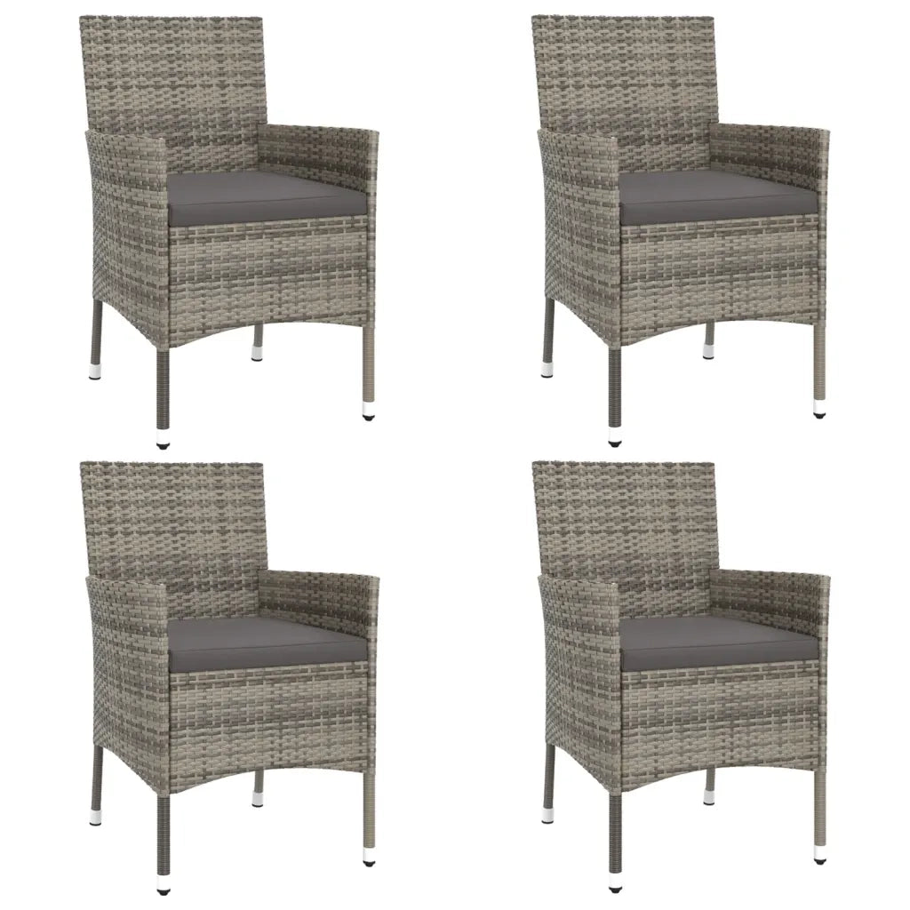 Set Bistr¨° da Giardino 5 pz | Set Salotto da Giardino con Cuscini in Polyrattan Grigio