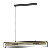 Lampadario A Sospensione Vintage Nohales Acciaio Nero Ottone 4 Luci E27