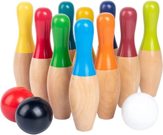 Gioco per bambini e adulti - Set di bowling con 10 pinne e 3 palle per giardino.