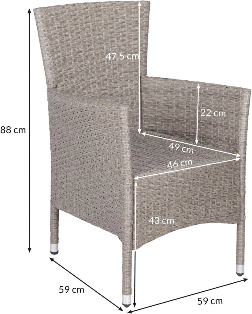 Set di 2 Sedie da Giardino Poly Rattan Impilabile Resistente 160 kg Sedia da Balcone Crema