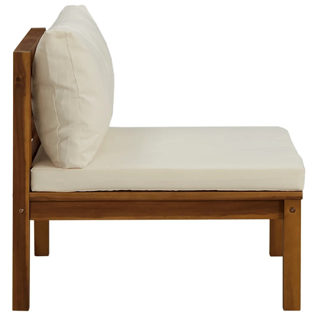 Set Divani da Giardino 2 pz con Cuscini Bianco Crema in Acacia CFW1594459