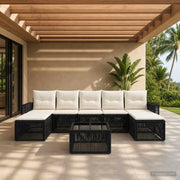 Set Divano da Giardino 8 pz Nero e Bianco Crema polyrattan 3435211