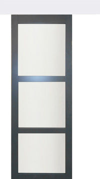 Porta Scorrevole in Vetro Blakeria RAL7016 H204 x L93 + Binario in Alluminio Bianco e 2 Gusci Neri